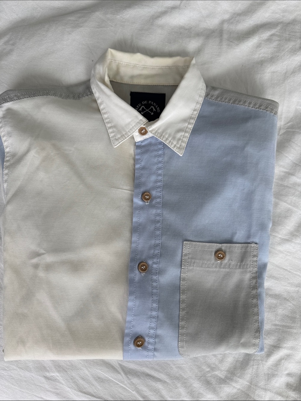 Bleu de Paname Shirt in White, Light Blue & Light Gray